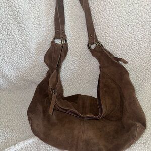 Brown Suede Shoulder Bag